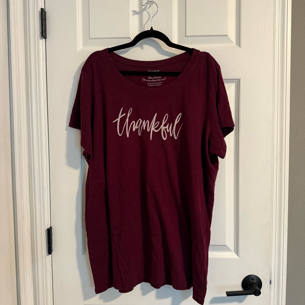 Torrid Burgundy Thankful Short Sleeved T-Shirt Plus Size 4X